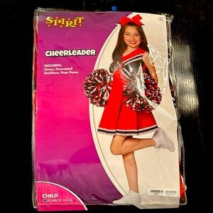 Cheerleader costume, Spirit, red and black w/poms